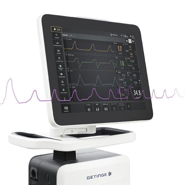 Servo-u ventilator screen showing edi catheter waveform signal