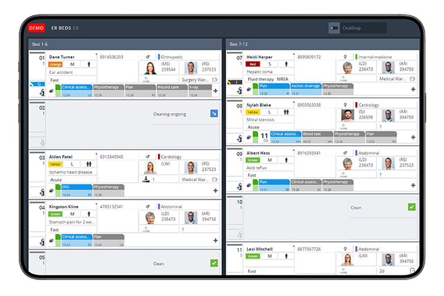 INSIGHT bed management overview in an iPad