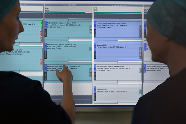 Nurses in front of an OR schedule